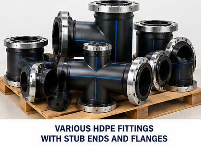 Wetpipe various HDPE fittings with stub ends and steel backing flanges